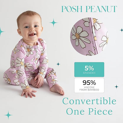 Posh Peanut Convertible Baby Sleepers - Girls Footless Baby Pajamas with 2 Way Zipper for Easy Diaper Changes