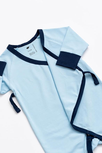 monica + andy Kimono Tie Long Sleeve One Piece, 100% Organic Baby Clothes for Girls & Boys, Preemie, Newborn & Infant