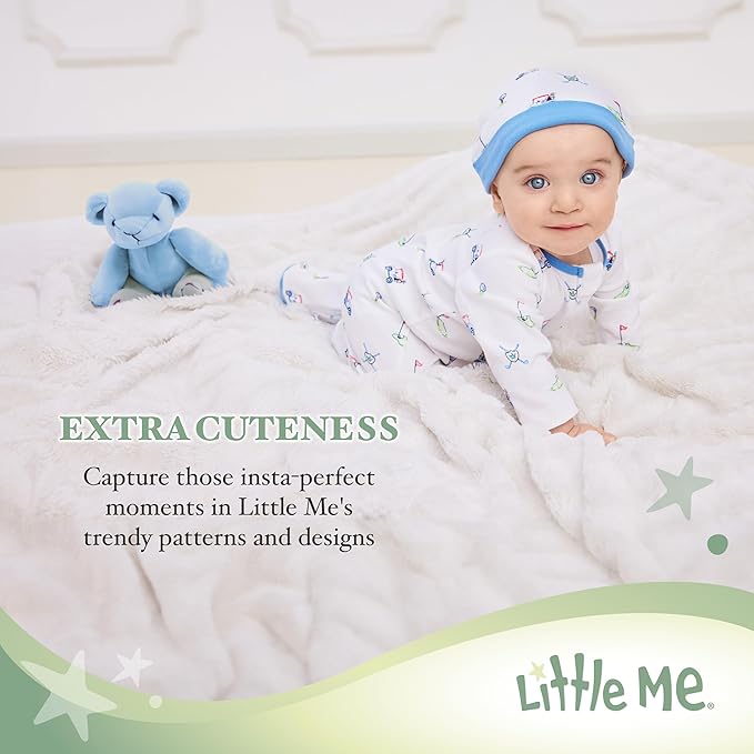 Little Me Clothes for Baby Girls' 100% Cotton Scratch-Free Tag Footie Sleeper, Preemie to 9 Months
