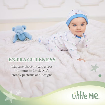 Little Me Clothes for Baby Girls' 100% Cotton Scratch-Free Tag Footie Sleeper, Preemie to 9 Months