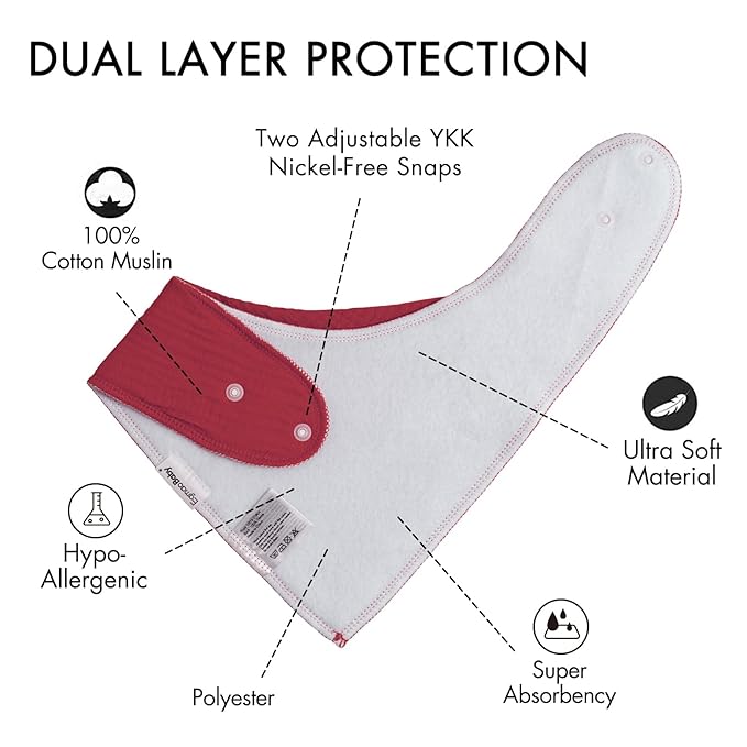 Muslin Baby Bibs for Boys Girls,10 Pack Super Absorbent Baby Bandana Drool Bibs Set for Teething and Drooling,100% Cotton Soft for Infant,Newborn