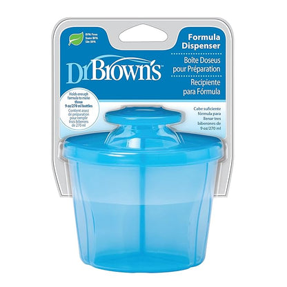 Dr. Brown's Baby Formula Dispenser with Snap-On Lid for On-the-Go Feedings,Milk Powder Dispenser for Traveling with Infant,Blue (Pack of 2)