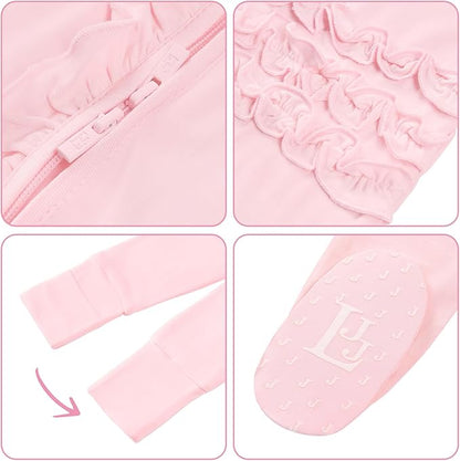 Footie Two-Way Ruffled Zip Mitten Cuffs One-Piece Sleep Play Rompers
