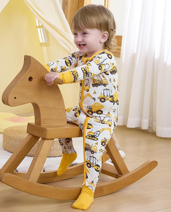 Bamboo Viscose Baby Convertible Footie Pajama, Zipper Pajamas for Baby Boys & Girls, Sleep & Play Footed Pjs