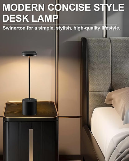 Cordless Table Lamp Set of 2, Rechargeable 5000mAh Battery Powered Outdoor Table Lamps, Portable LED Desk Lamp, 3 Color Dimmable Light for Restaurant, Patio, Bedroom, Bedside Night Lamp(Black)