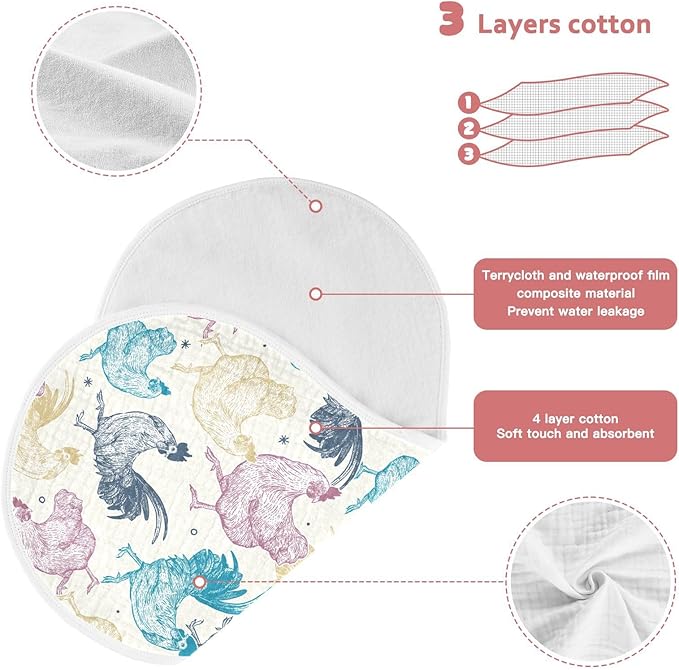 vvfelixl Baby Burp Cloths Chicken Collection Baby Newborn Cotton Burping Cloths Set Baby Washcloths 4 Pack Beige