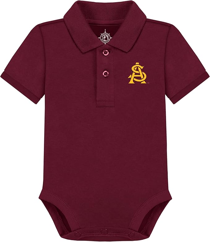 Creative Knitwear College Baby Polo Bodysuit Solid - Team Logo, Multiple Colors, for Boys & Girls (0-12 Months)