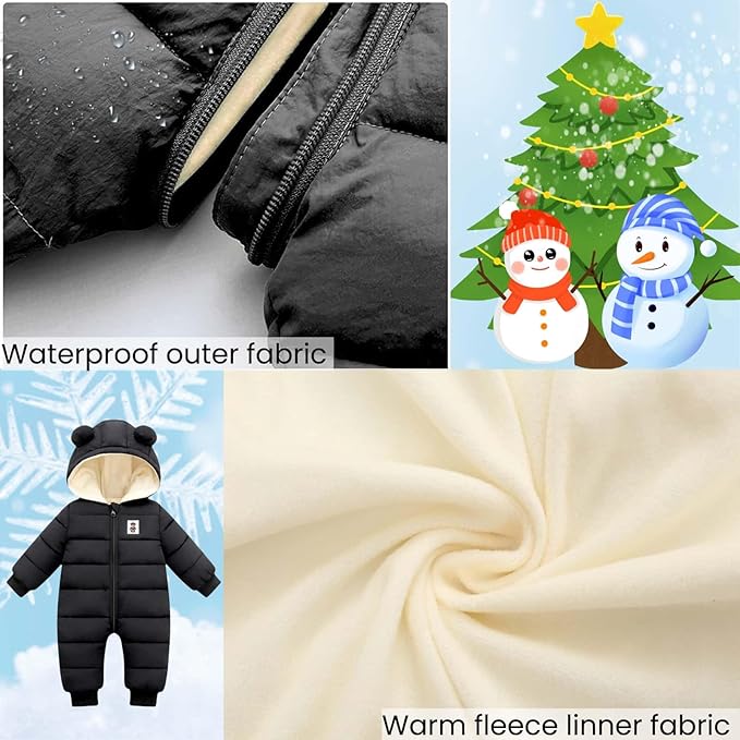 Ohrwurm Baby Snowsuit Winter Coat Fleece Lining Warm Hoodie Romper Puffer Jacket