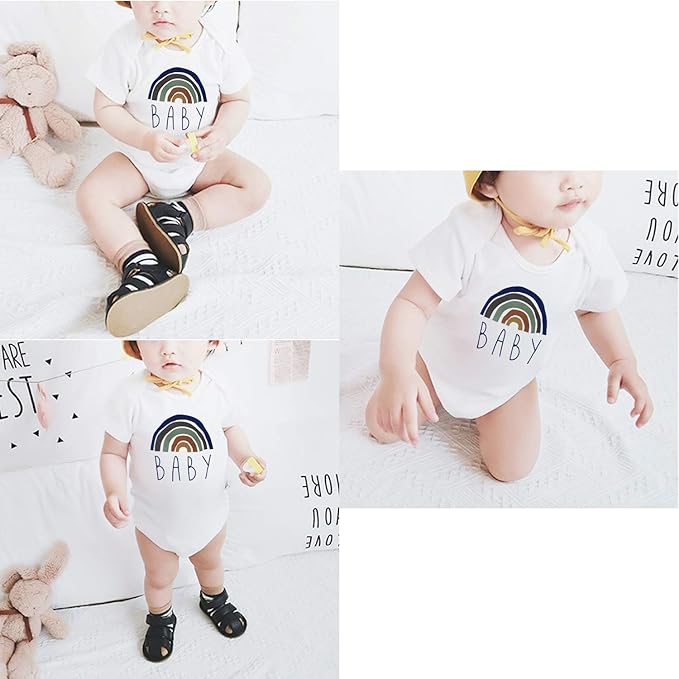 Cnins Newborn Baby Bodysuit - Pregnancy Announcement & Infant Loss Gift, Coming Soon & Rainbow Design Coming Home Outfit