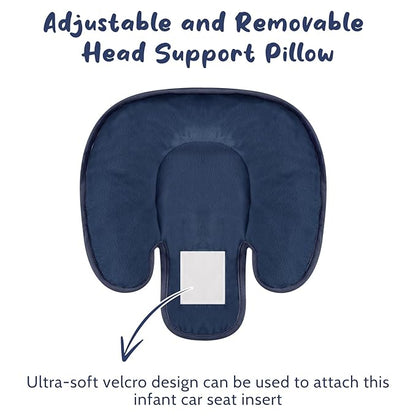 2 in 1 Infant Car Seat Insert Head and Body Support Set, Reversible Newborn Insert for Carseat with 3 Extra Strap Paddings, Soft Stroller Cushion Pillow Insert Girls, Fits for Stroller, Swing, Blue