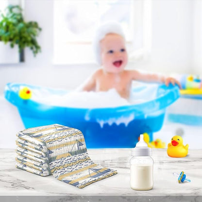 vvfelixl Baby Muslin Washcloths Linen Nautical Boat Texture Baby Burp Cloths Cotton Baby Face Towel for Newborn Infants Boys Girls Soft and Absorbent 11.8 X 11.8 in, 3 Pack