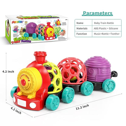 MOONTOY Toddler Train Toys for 1 Year Old Boy Birthday Gift Easter Basket Stuffers, Musical Push Go Baby Car Toys for Toddlers 1-3 0-2, Baby Boy Toys 6-12 Month, Infant Rattle 5 6 7 8 9 10 11 12 Month