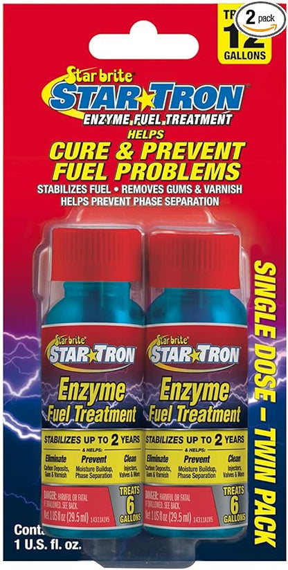 STAR BRITE Star Tron Enzyme Fuel Treatment SEF Gasoline Formula - 1 oz. Treats 6 Gallons - 1 OZ Twin Pack (14301)