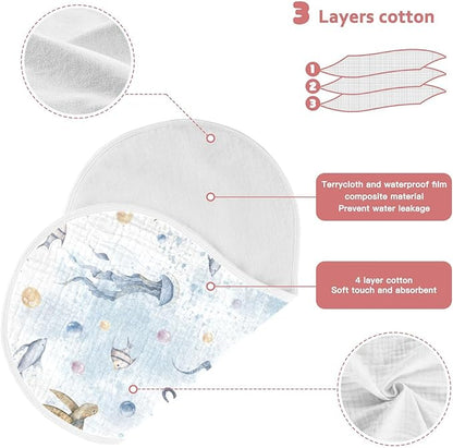 vvfelixl Muslin Burp Cloths Sea Turtle and Octopus Baby Washcloths for Baby Girl Boys 2 Pack