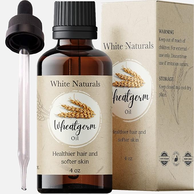 Wheatgerm Carrier Oil, Cold-pressed Unrefined, Organic 100% Pure, Wheat Germ, Rich in Vitamin E, For Skin, Hair, Nails & Stretch Marks