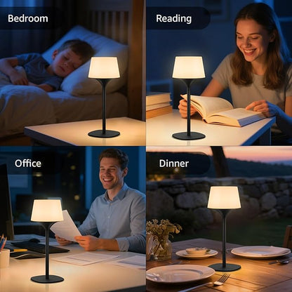 FUYO Cordless Table Lamp, Portable LED Desk Lamp, 3 Color Stepless Dimmable Rechargeable LED Table Lamp for Restaurant/Bedroom/Bars/Outdoor Party/Camping/Coffee Shop