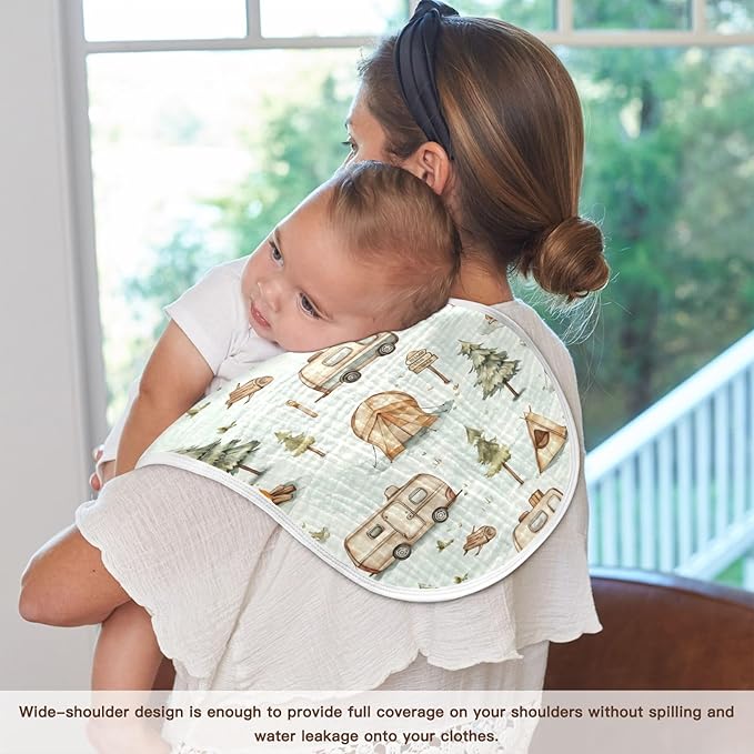 vvfelixl Cartoon Camping Caravan Burp Cloths for Baby Boy Girls Baby Washcloths Burp Rags 1 Pack