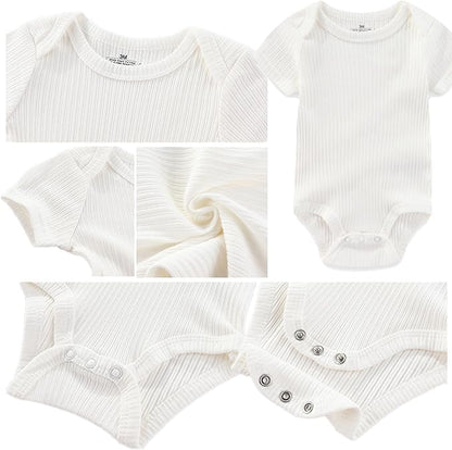 Baby Boy Girl Short Sleeve Bodysuits New Born 100% Cotton Clothes 5-Pack 0-12M