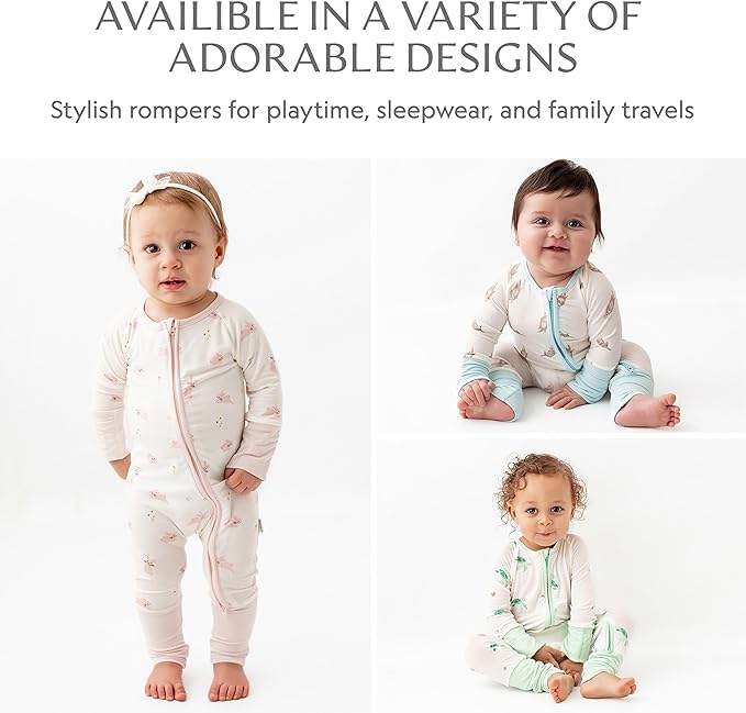 Bamboo Little Ultra-Soft Convertible Baby Romper - Gender Neutral Infant Clothes with 2-Way Zipper, Footless Sleepwear