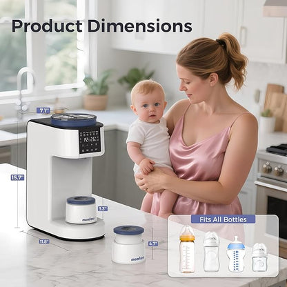 Automatic Baby Formula Maker – Fast Formula Dispenser for Instantly Mixing Warm Bottles with Precise Powder & Water Ratio, 3 Temp Settings, One-Touch Clean, Fits Most Bottles & Formula Brands