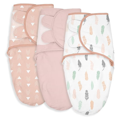 Organic Baby Swaddle Sleep Sacks, 3-Pack Swaddles for Newborns Baby Essentials, Infant 0-3 Months, 100% Cotton Soft & Snug Adjustable Wrap Nursery Swaddling Blankets Improves Sleep