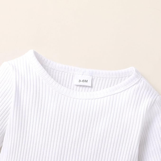 Tiny Cutey Newborn Baby Girl Clothes Bell Sleeve Romper and Corduroy Overalls Shorts Infant Girl Fall Outfits