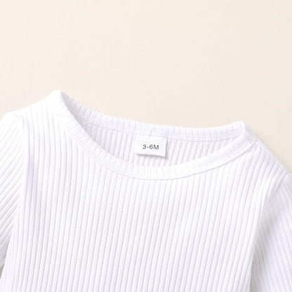 Tiny Cutey Newborn Baby Girl Clothes Bell Sleeve Romper and Corduroy Overalls Shorts Infant Girl Fall Outfits