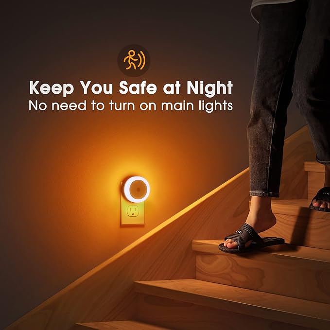 Briignite Amber Night Light Orange, LED Night Lights for Kids, 4 Pack, Plug in Night Light, Hallway Lights, Wall Light, Nightlight for Adult, 0.6W 60LM