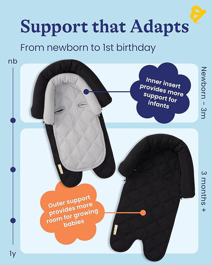Travel Bug GoldBug Baby & Toddler 2-in-1 Car Seat Head Support - Black