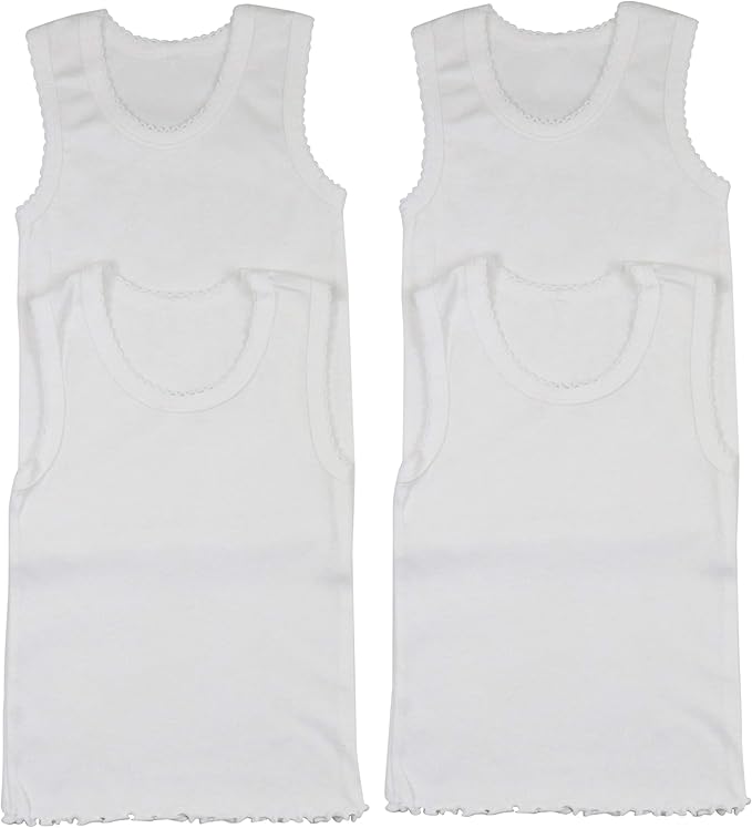 ToBeInStyle Girl's 4 Pack Ruffle Hem Cotton Tank Tops
