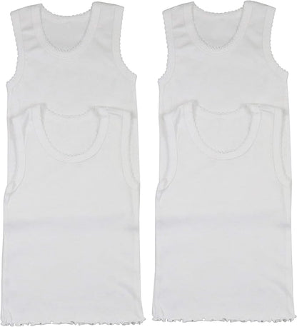 ToBeInStyle Girl's 4 Pack Ruffle Hem Cotton Tank Tops