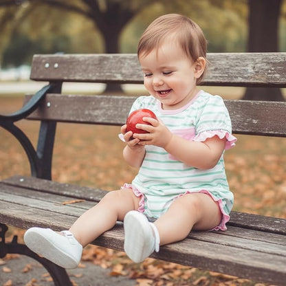 Twopumpkin Baby Girl Striped Bubble Romper Newborn Toddler Short Sleeve Ruffle Cotton Onesie Cute Summer Outfit Clothes