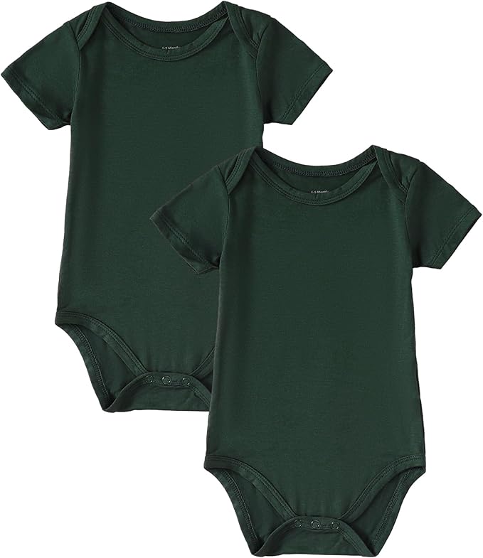 DEFAHN 2PCS Visocse from Bamboo Baby Rompers Unisex Onsies Solid Short Sleeve Baby Bodysuit 0-24 Months