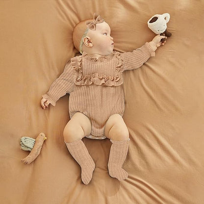GRNSHTS Newborn Baby Girl Clothes Ruffle Rompers Toddler Fall Outfits for Girls Set Little Girl Fall Winter Clothing