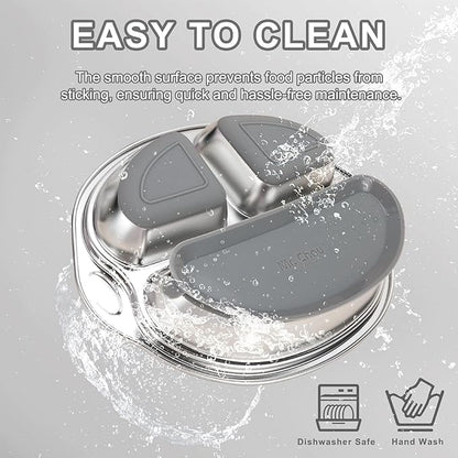 MR. CHOU Stainless Steel Baby Suction Plate, Divided Plates for Babies & Toddlers, 100% Food Grade Kids Plates for Baby Led Weaning, BPA Free Toddler Feeding Supplies, Dishwasher Safe, Gray