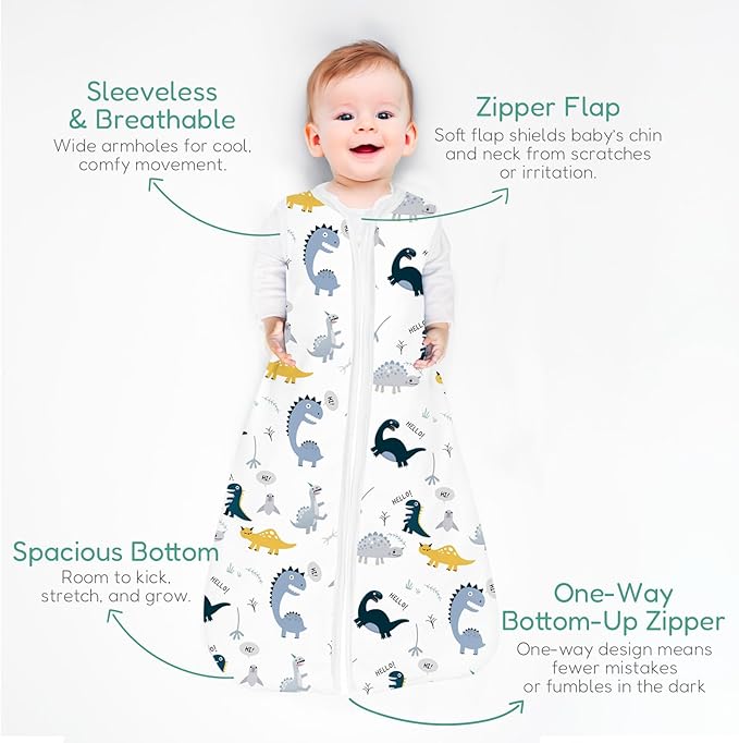 Baby Sleep Sack, 1.0 TOG Cozy Wearable Blanket, Soft Sleeping Bag with Zipper, Toddler Sleep Sack 0-3-6-12-24-3T