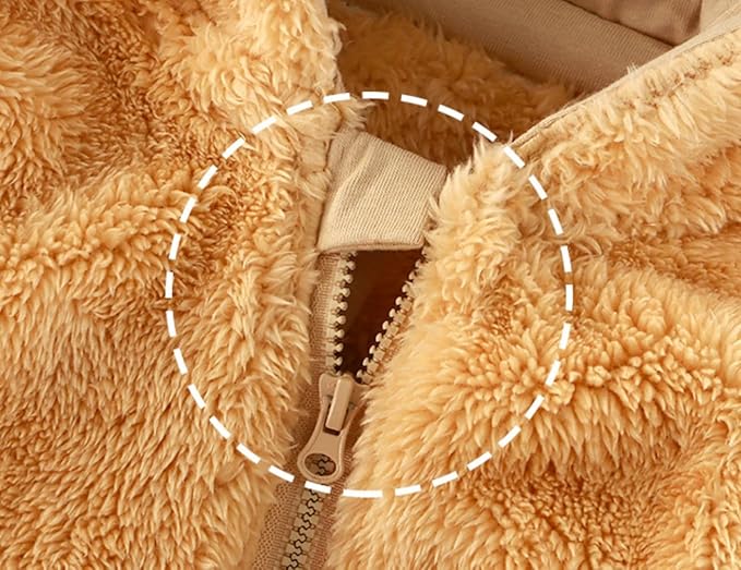 CAHL&FAUO Newborn Snowsuit Baby Cartoon Bear Onesie Warm Fleece Hooded Romper Jumpsuit