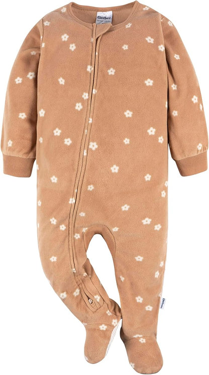 Gerber baby-girls Fleece Footed Pajamas 3-pack