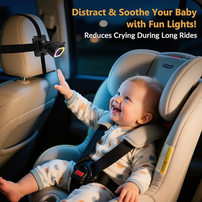 Baby Car Camera 2-Pack – HD 1080P, 150° Wide Angle, Night Vision, Adjustable LED Light, Easy Installation, Infant Safety, Rear Seat Monitoring for Car Travel