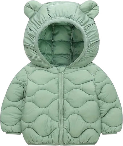 Toddler Winter Coats Puffer Padded Jacket Baby Boys Girls Bear Hoods Down Jacket Light Weight Infant Outerwear