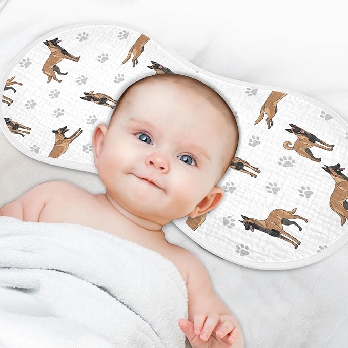 4 Pack Muslin Burp Cloths Belgian Dog Paw Prints White Cotton Baby Burp Cloths Extra Absorbent and Soft Thick Burping Cloth for Newborn Must Haves 22x11 Inch