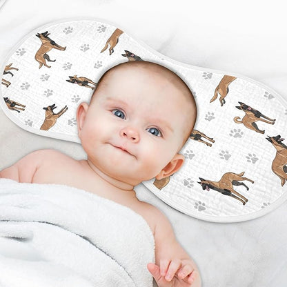 4 Pack Muslin Burp Cloths Belgian Dog Paw Prints White Cotton Baby Burp Cloths Extra Absorbent and Soft Thick Burping Cloth for Newborn Must Haves 22x11 Inch