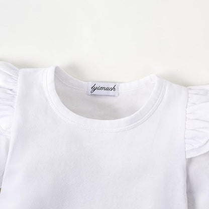 LYSMuch Baby Girls Ruffle Long Sleeve Bodysuit Infant Solid Color Top Jumpsuit Clothes