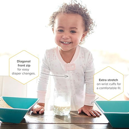 Burt's Bees Baby Baby Girls Sleeper Pajamas, 100% Organic Cotton, One-piece PJs, Diagonal Zip Up Jumpsuit, Snug Fit Footie