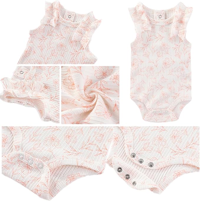 Baby Boy Girl Short Sleeve Bodysuits New Born 100% Cotton Clothes 5-Pack 0-12M