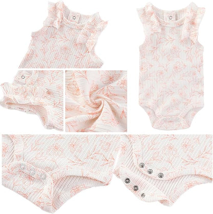 Baby Boy Girl Short Sleeve Bodysuits New Born 100% Cotton Clothes 5-Pack 0-12M