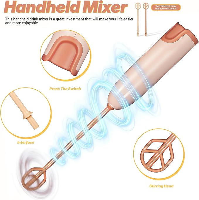 Handheld Electric Baby Formula Mixer with 2 Stirring Sticks, Portable Small Drink Milk Powder Mixer for Bottle Protein Powder Coffee Travel Office Home Stirrer Supply