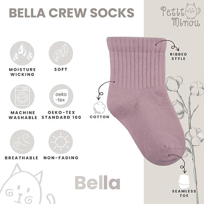 Bella Baby & Toddler Seamless-Toe Turkish Cotton Crew Socks (6-Pack)