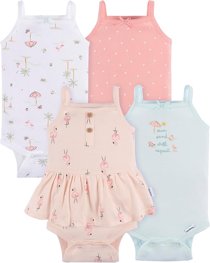 Gerber Baby Girls Multi-Pack Sleeveless Onesies Bodysuit