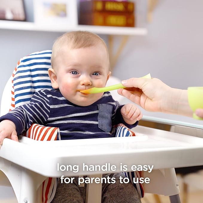 Olababy 100% Silicone Soft Tip Feeding Spoon for Parent Led Weaning 2 Count (Pack of 1 )